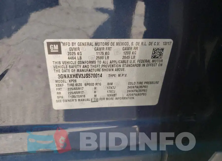 3GNAXHEV3JS570014 Photo# 13