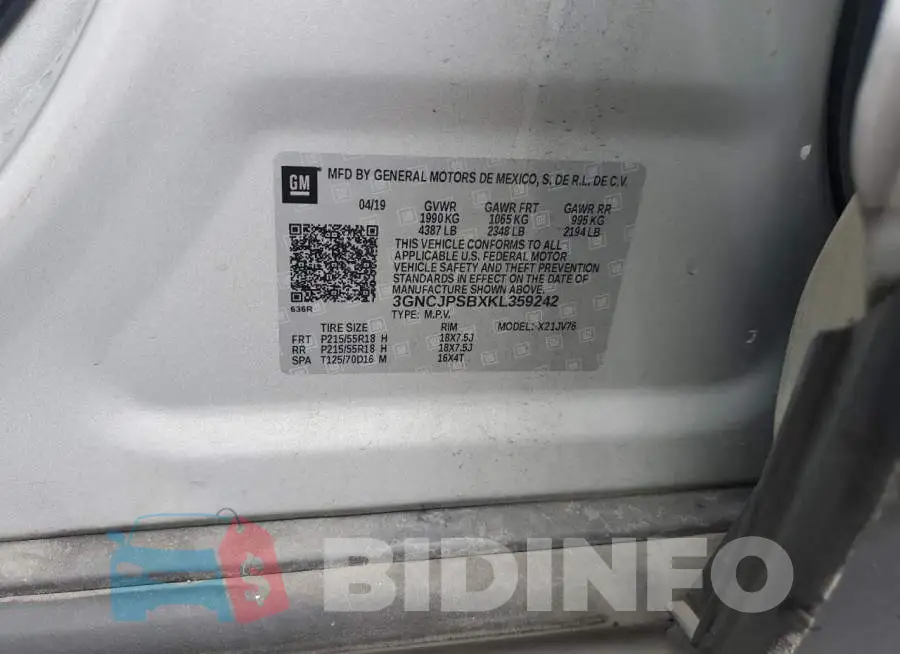 3GNCJPSBXKL359242 Photo# 12