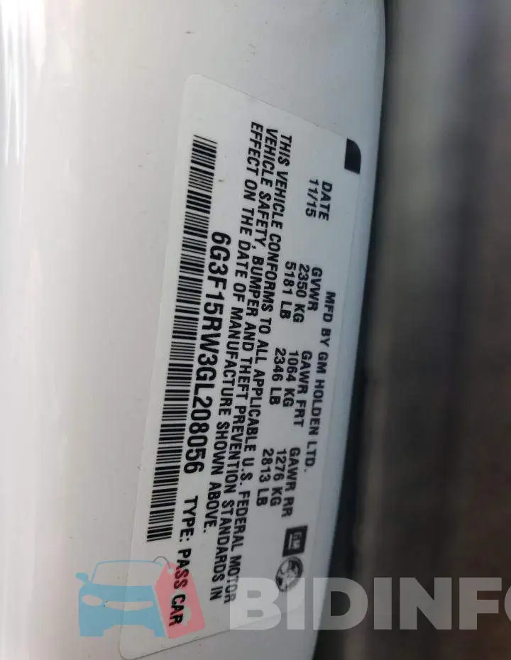6G3F15RW3GL208056 Photo# 12