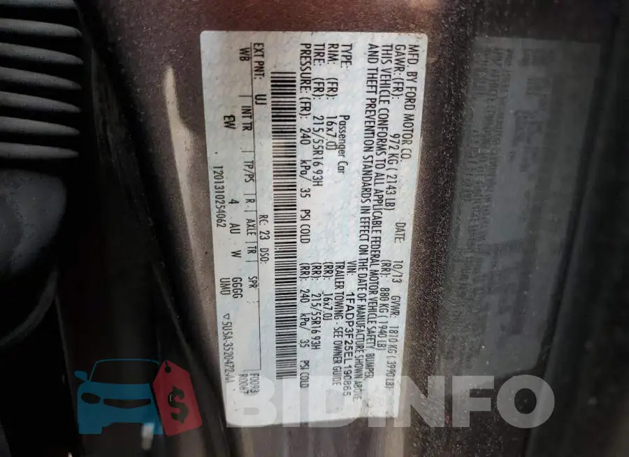 1FADP3F25EL190865 Photo# 12