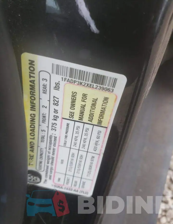 1FADP3K2XEL239063 Photo# 12