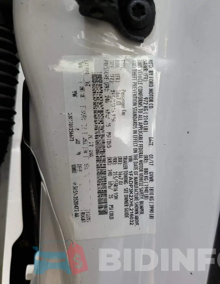 1FADP3K2XHL216032 Photo# 12