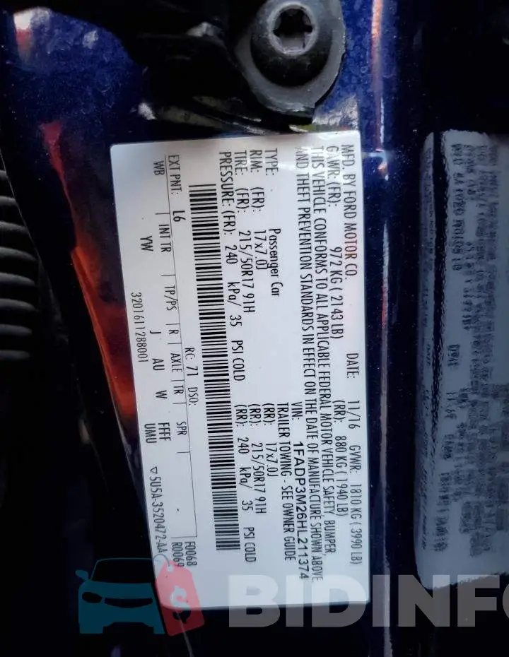 1FADP3M26HL211374 Photo# 12