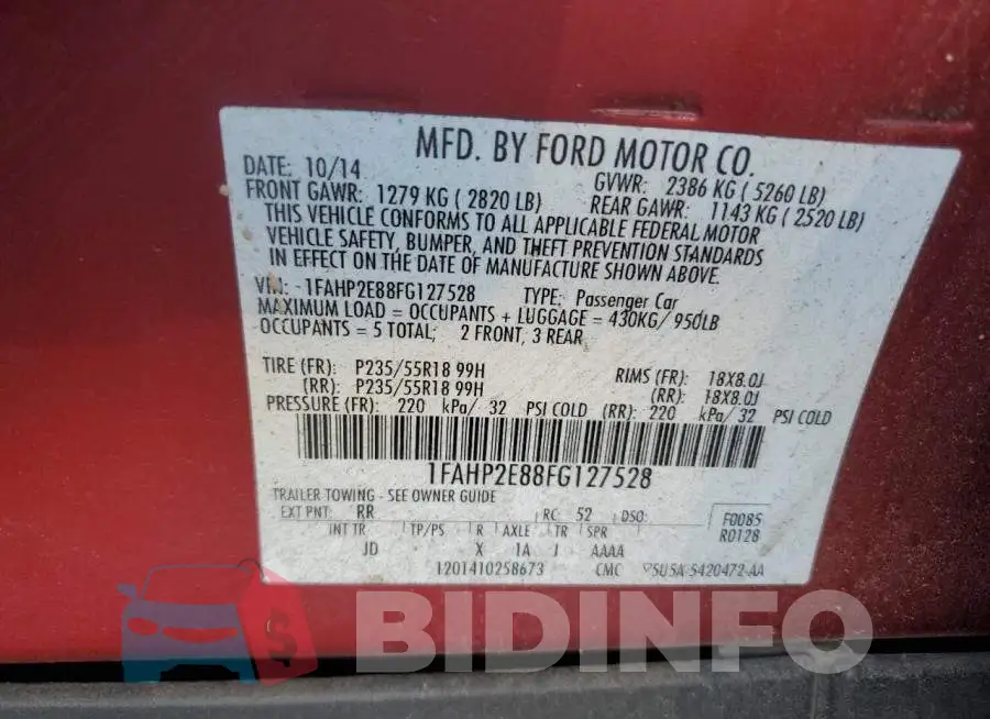 1FAHP2E88FG127528 Photo# 13