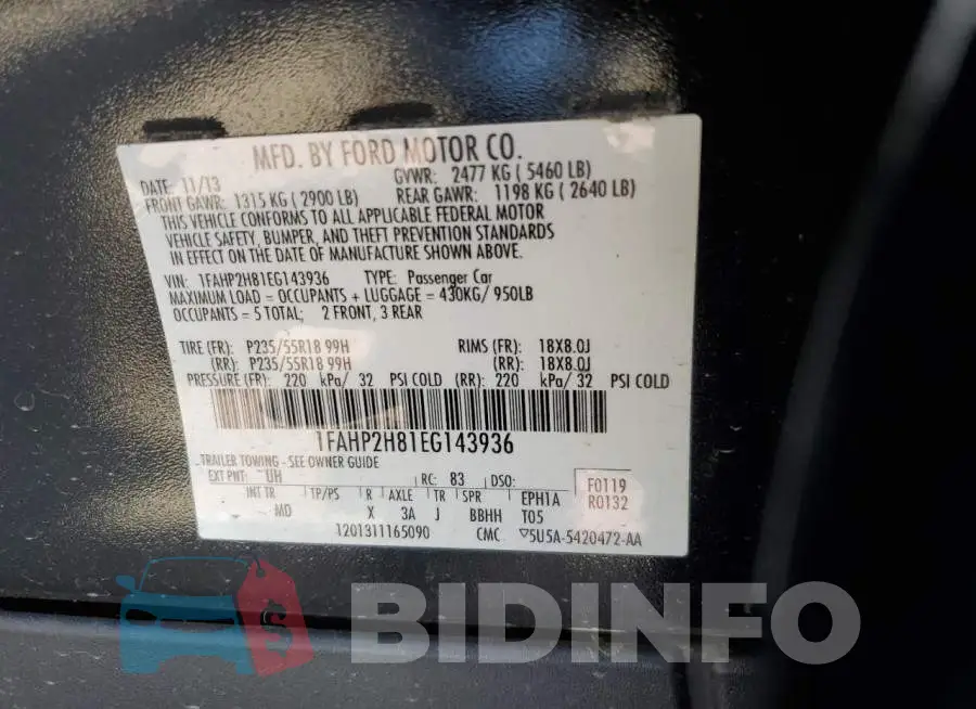 1FAHP2H81EG143936 Photo# 13