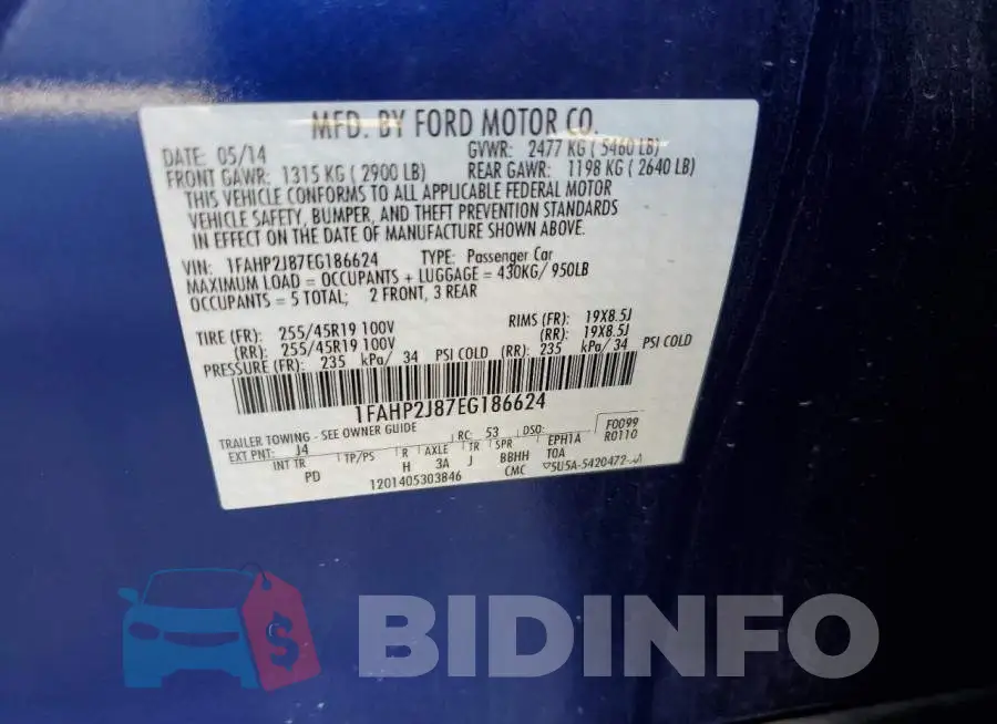 1FAHP2J87EG186624 Photo# 10