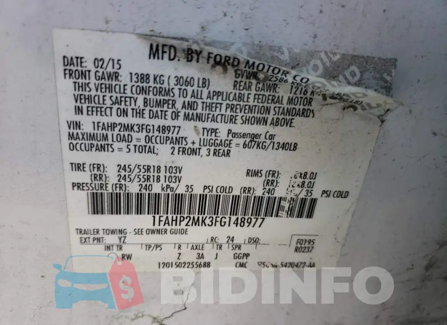 1FAHP2MK3FG148977 Photo# 12