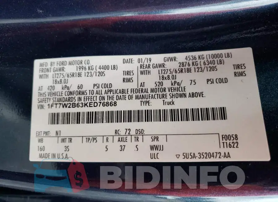 1FT7W2B63KED76868 Photo# 12