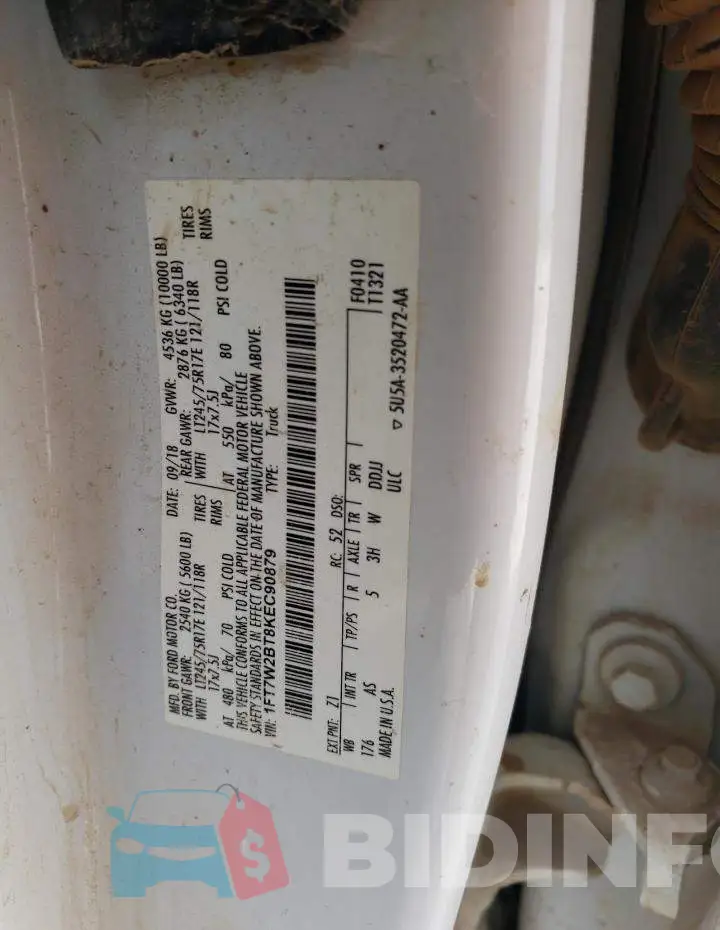 1FT7W2BT8KEC90879 Photo# 12