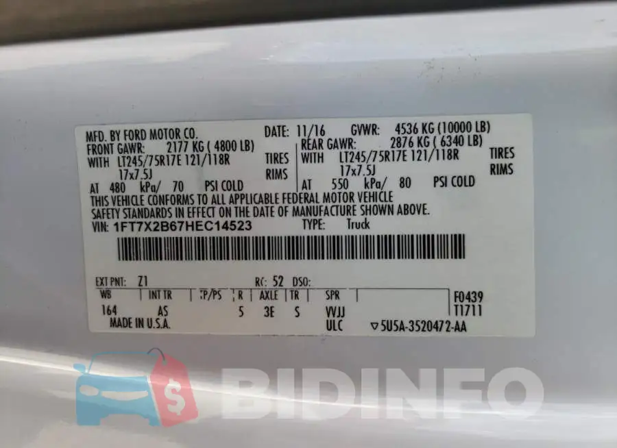 1FT7X2B67HEC14523 Photo# 12