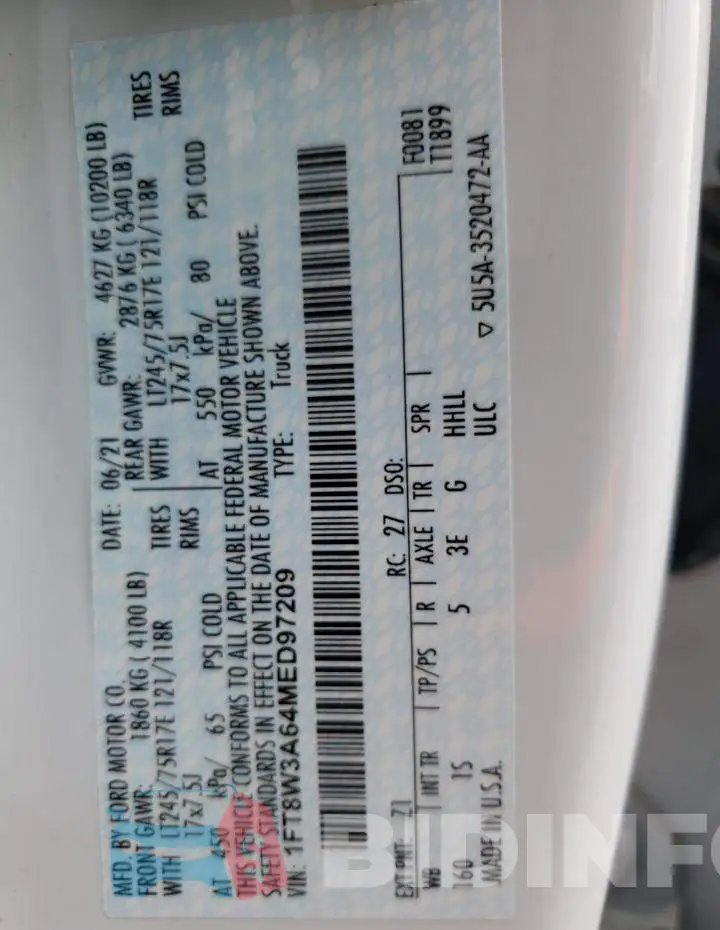 1FT8W3A64MED97209 Photo# 12