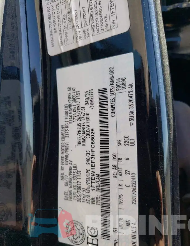 1FTEW1EF3HFC65026 Photo# 12