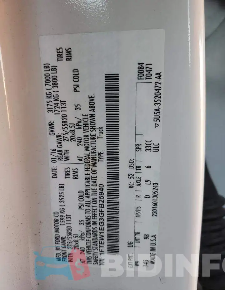 1FTEW1EG3GFB25940 Photo# 12
