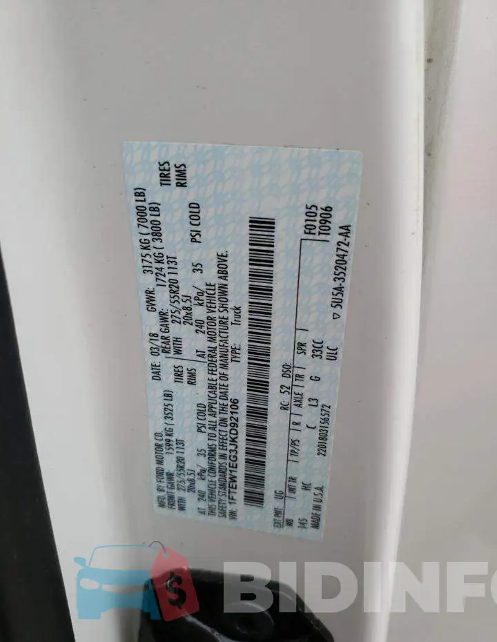 1FTEW1EG3JKD92106 Photo# 12