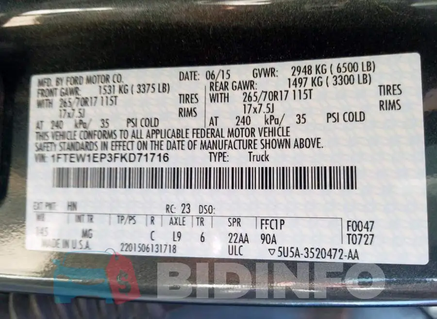 1FTEW1EP3FKD71716 Photo# 10