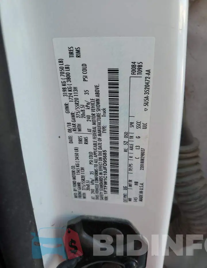 1FTFW1C10JFD95685 Photo# 12