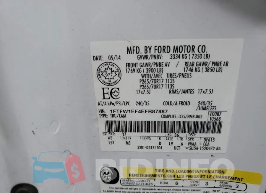 1FTFW1EF4EFB87887 Photo# 13