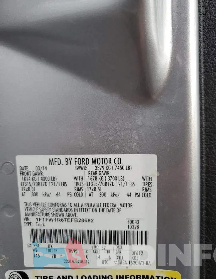1FTFW1R67EFB28682 Photo# 12