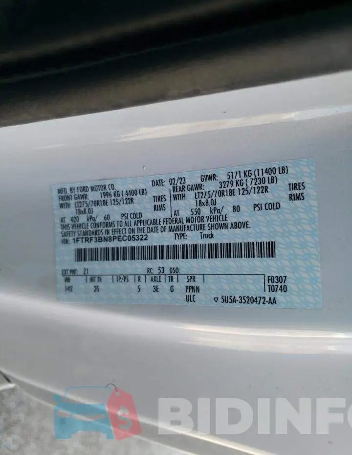 1FTRF3BN8PEC05322 Photo# 12