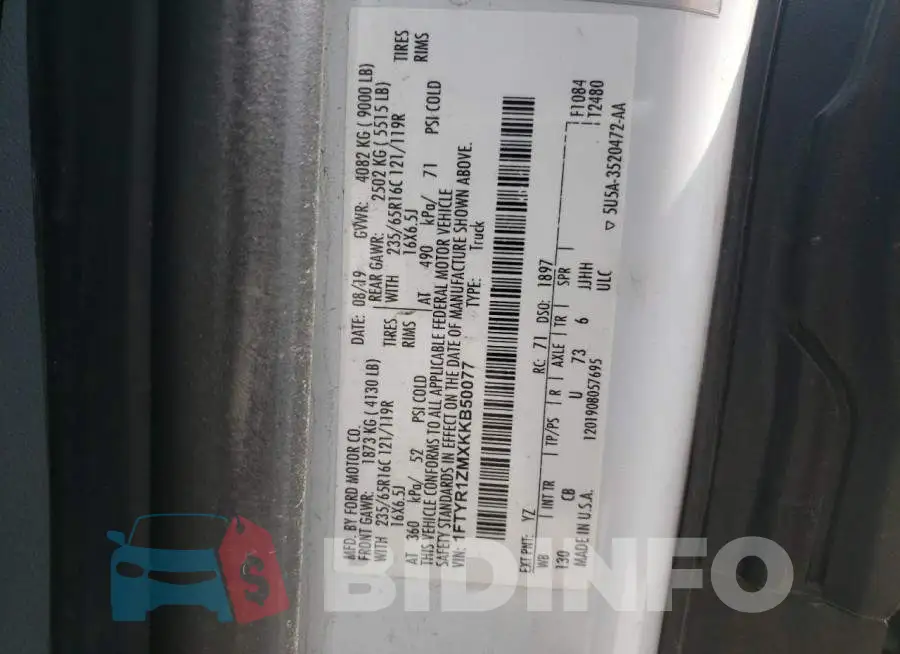 1FTYR1ZMXKKB50077 Photo# 14