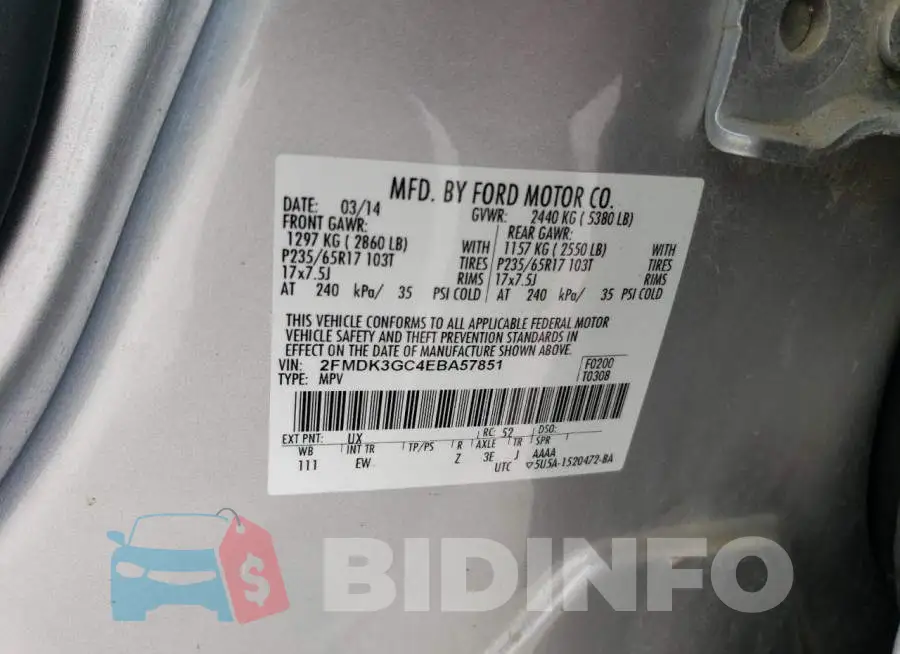 2FMDK3GC4EBA57851 Photo# 13