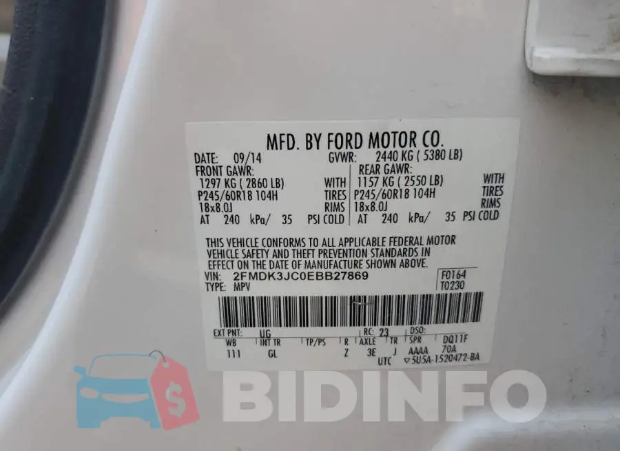 2FMDK3JC0EBB27869 Photo# 13