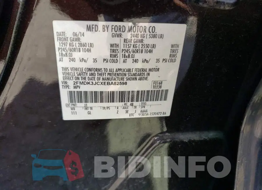 2FMDK3JCXEBA82598 Photo# 13