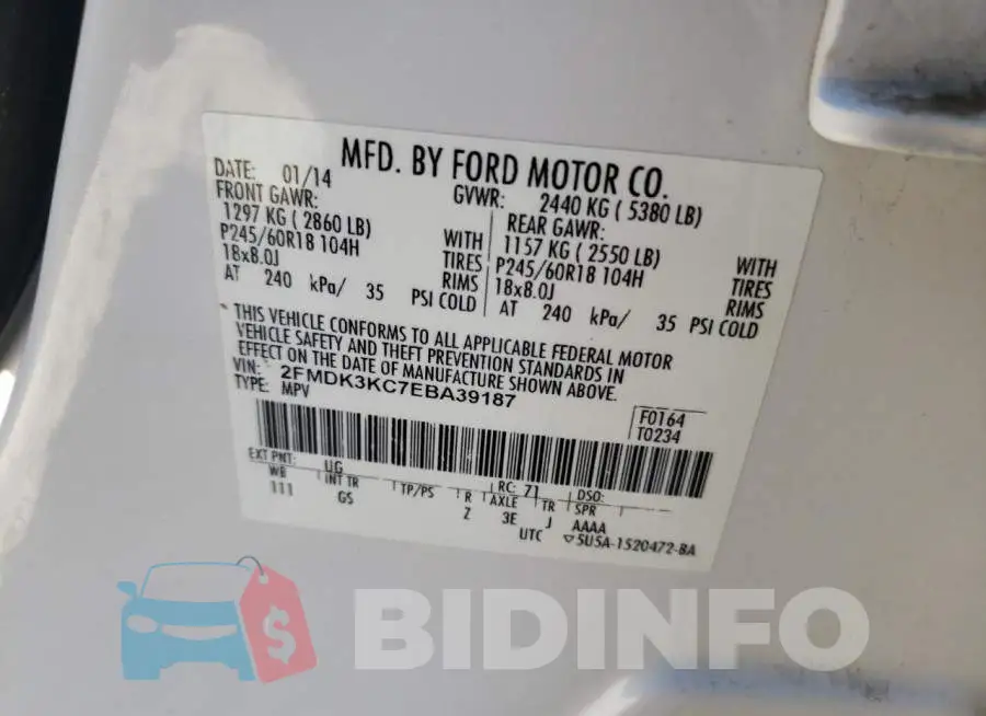 2FMDK3KC7EBA39187 Photo# 12