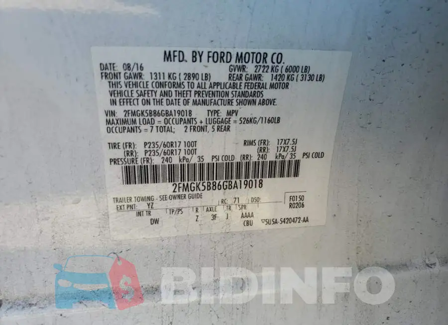 2FMGK5B86GBA19018 Photo# 12