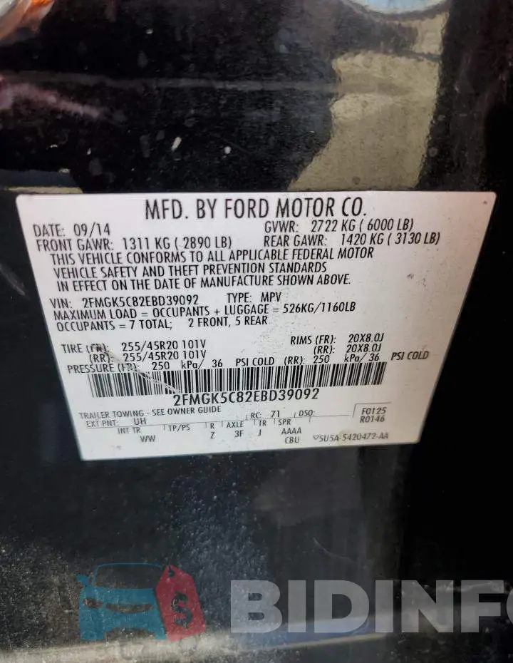 2FMGK5C82EBD39092 Photo# 13