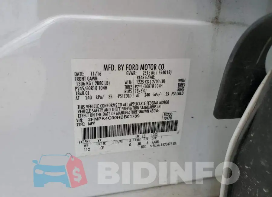 2FMPK4G90HBB01789 Photo# 13