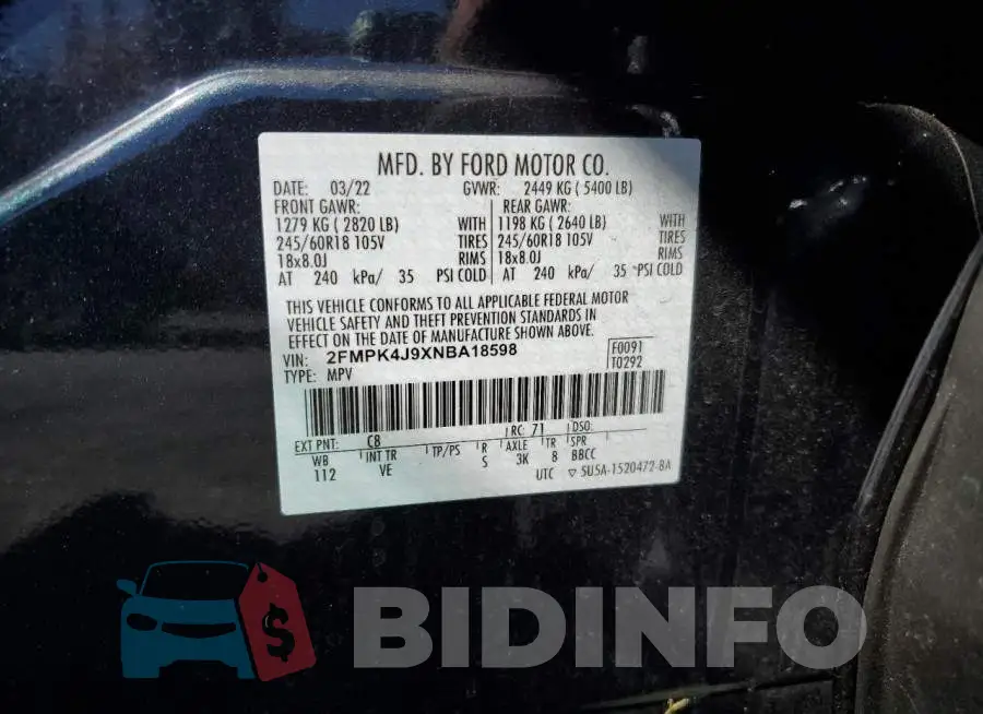 2FMPK4J9XNBA18598 Photo# 13