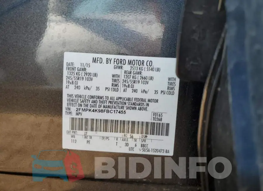 2FMPK4K98FBC17455 Photo# 12