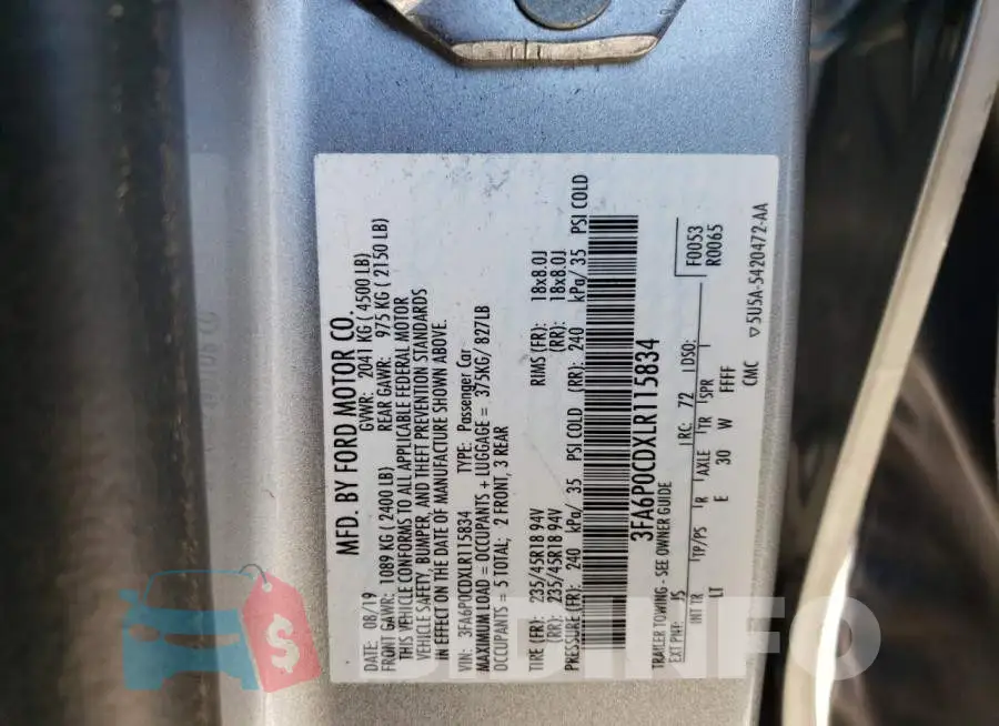 3FA6P0CDXLR115834 Photo# 12