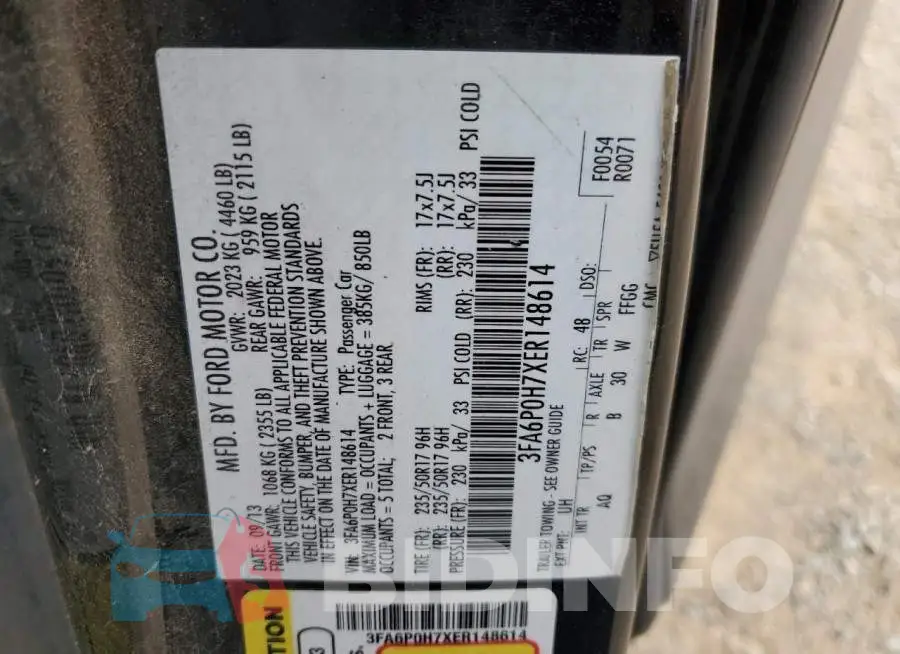 3FA6P0H7XER148614 Photo# 12