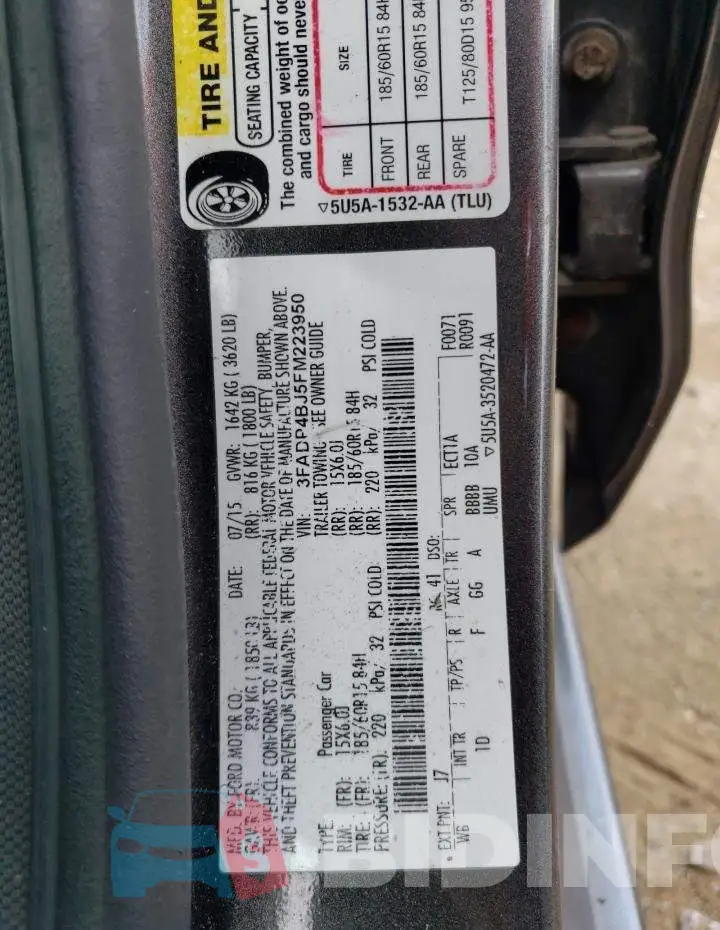 3FADP4BJ5FM223950 Photo# 12