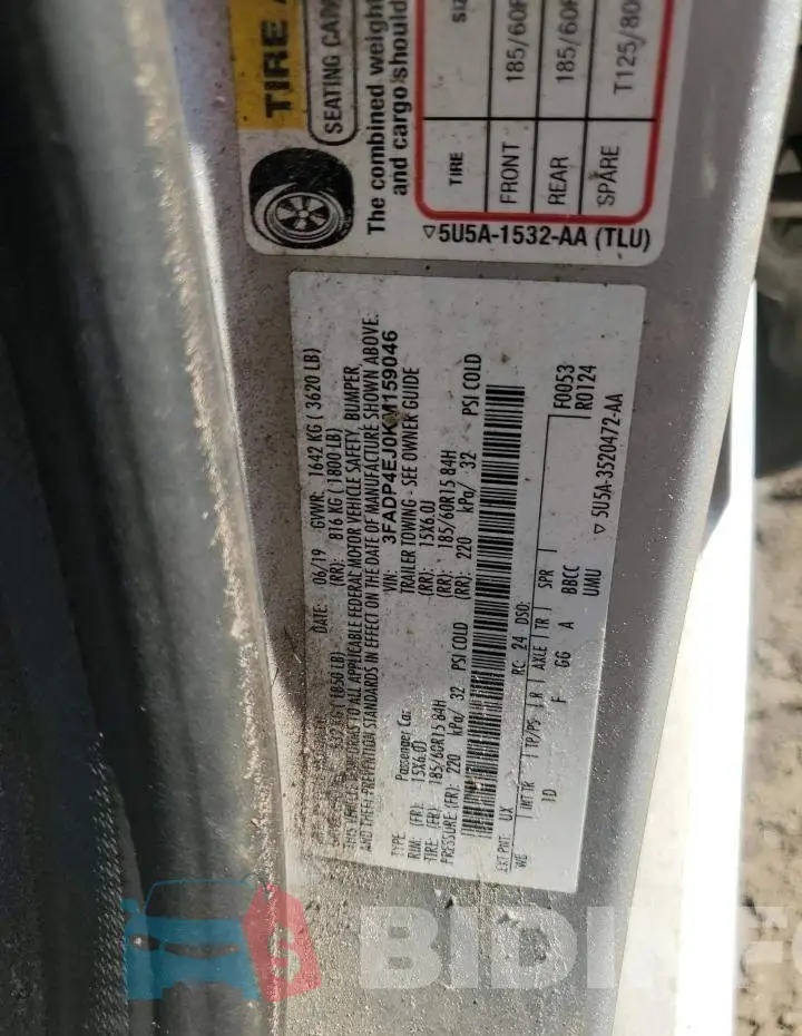 3FADP4EJ0KM159046 Photo# 12