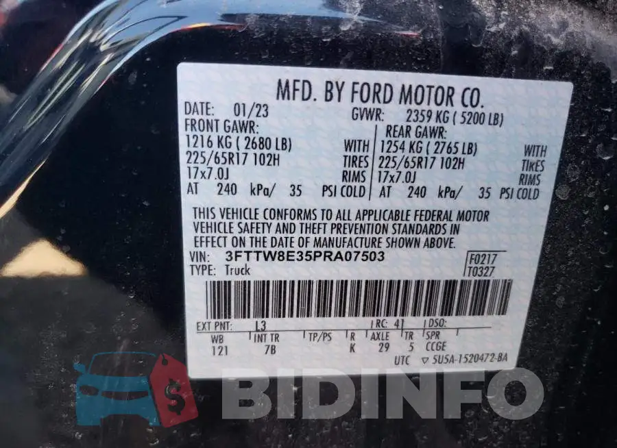 3FTTW8E35PRA07503 Photo# 12