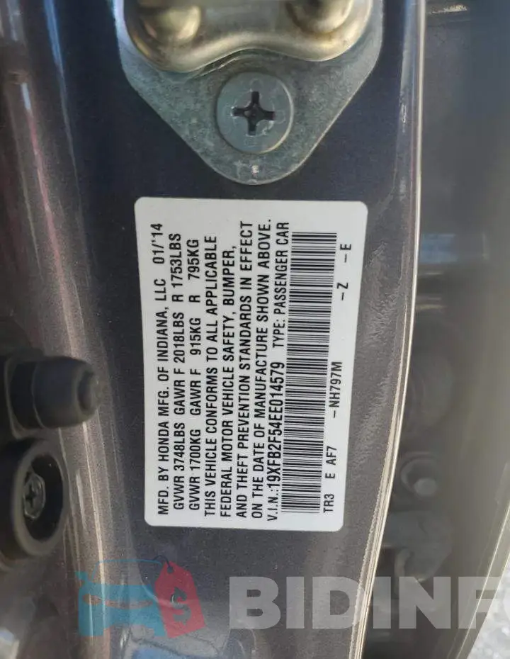 19XFB2F54EE014579 Photo# 12
