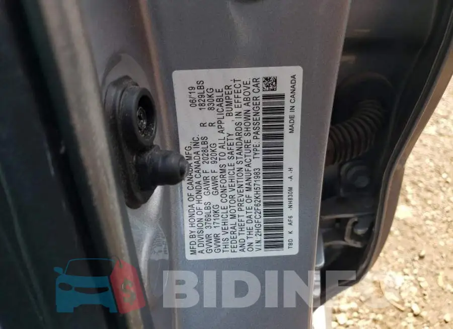 2HGFC2F62KH571983 Photo# 12
