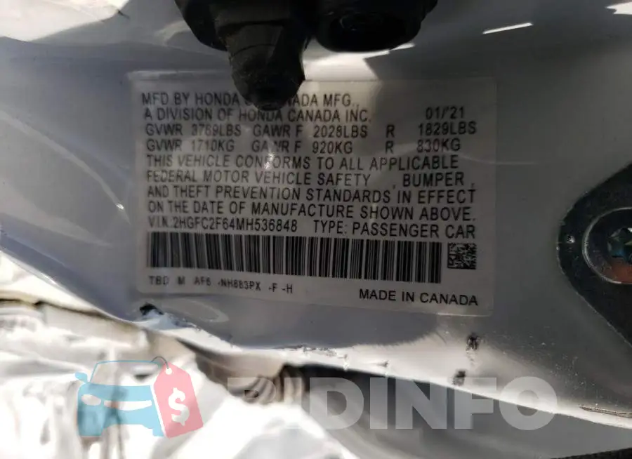 2HGFC2F64MH536848 Photo# 12