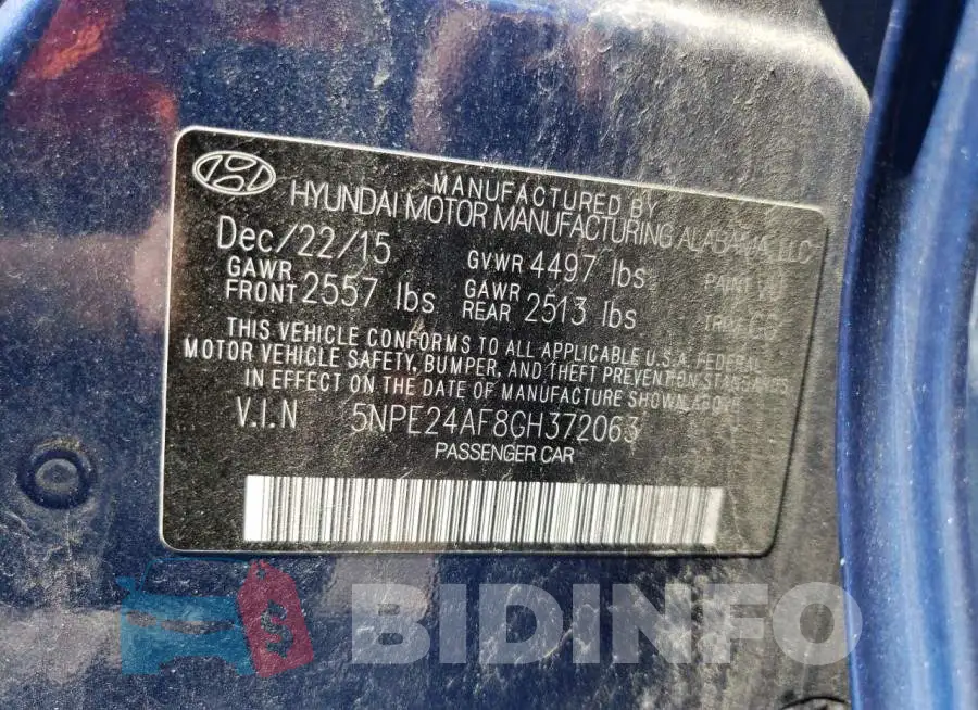 5NPE24AF8GH372063 Photo# 12