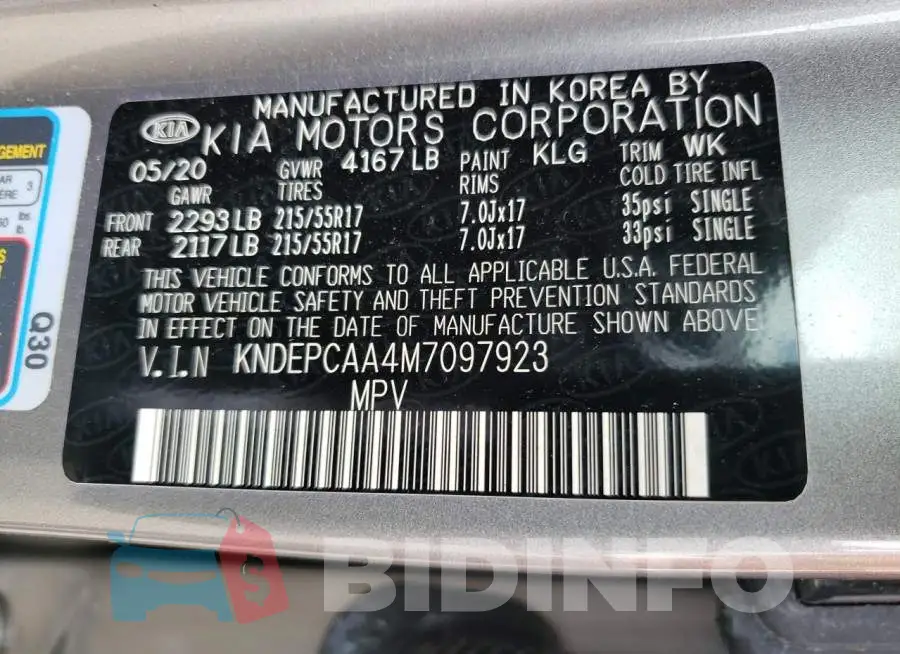 KNDEPCAA4M7097923 Photo# 12