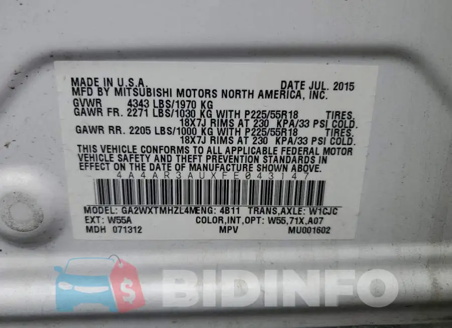 4A4AR3AUXFE043147 Photo# 13