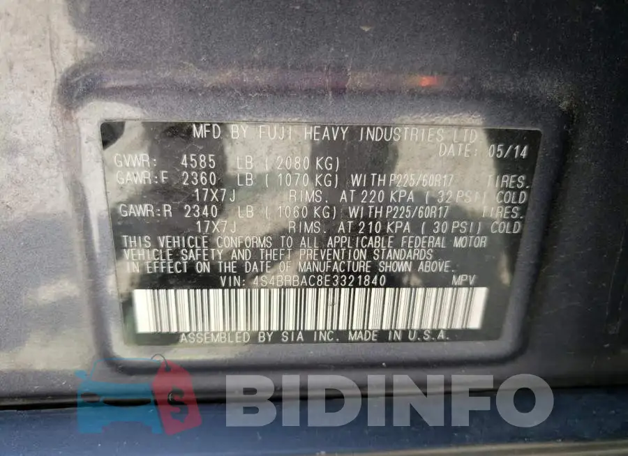 4S4BRBAC8E3321840 Photo# 12