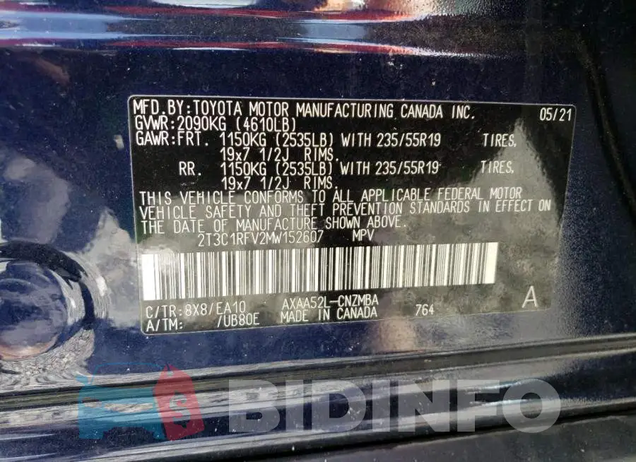 2T3C1RFV2MW152607 Photo# 14