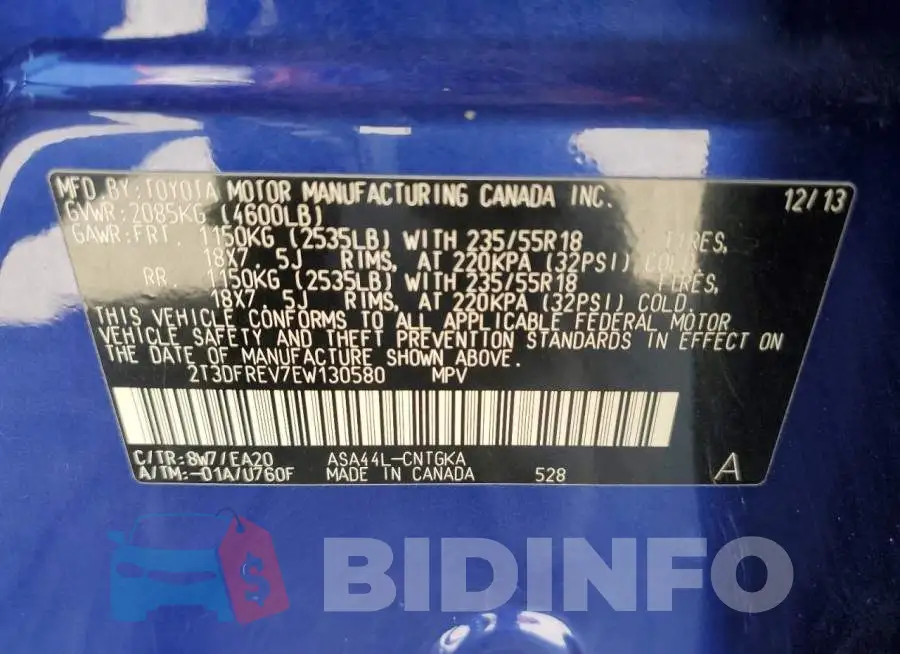2T3DFREV7EW130580 Photo# 13