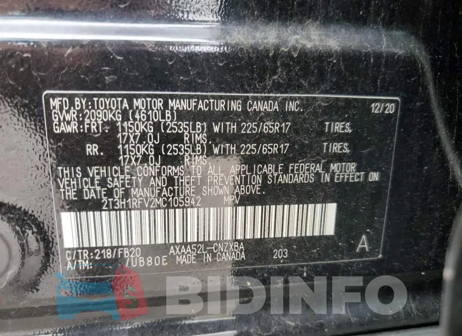2T3H1RFV2MC105942 Photo# 12