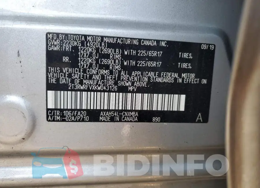 2T3RWRFVXKW043126 Photo# 13