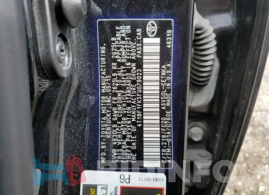 4T1BF1FK5FU079023 Photo# 12